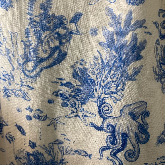 7 For All Mankind Ocean Toile Print Linen Skater Dress With Pockets! - Picture 4 of 10